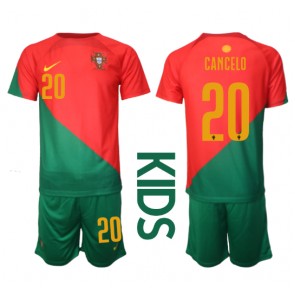 Portugal Joao Cancelo #20 Hjemmebanesæt Børn VM 2022 Kort ærmer (+ korte bukser)